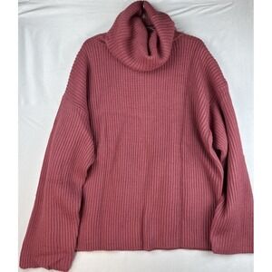 I.B. Diffusion Pink Chunky Knit Funnel Neck Sweater Womens 90s Wool‎ Blend